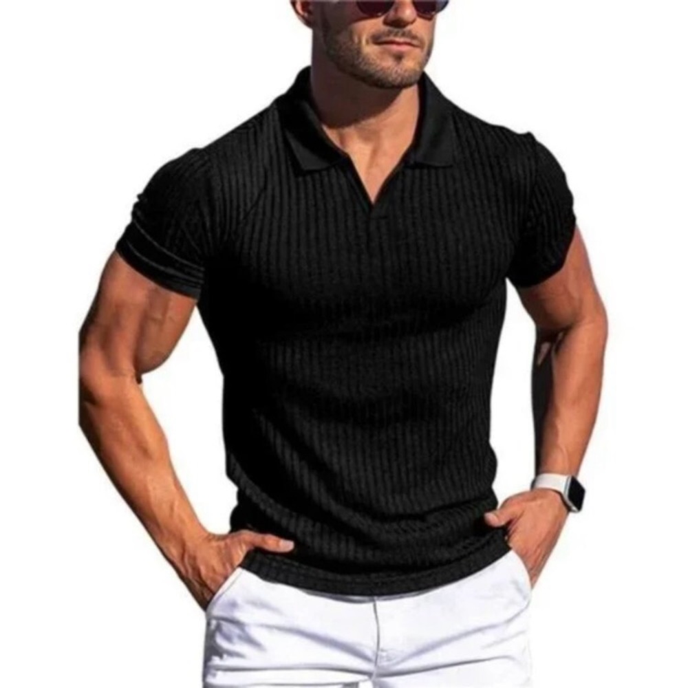 New MEN'S Muscle Shirts Slim Fit Ribbed Knit Black